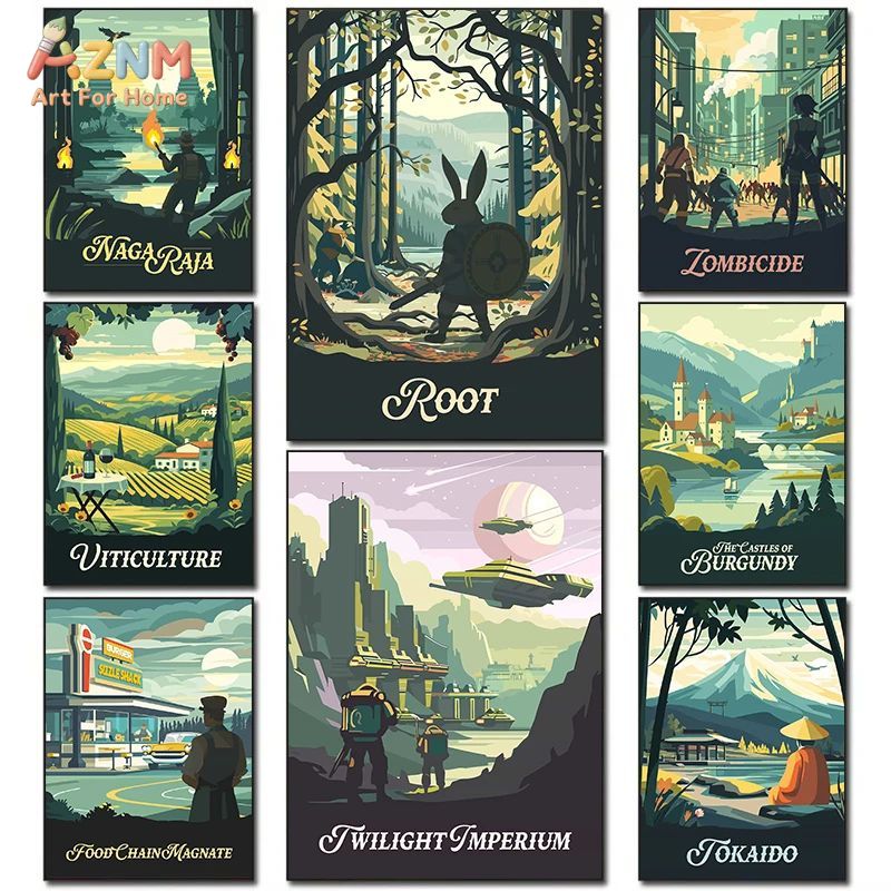 Board Game Table - Poster su Tela Senza Cornice AZNM,