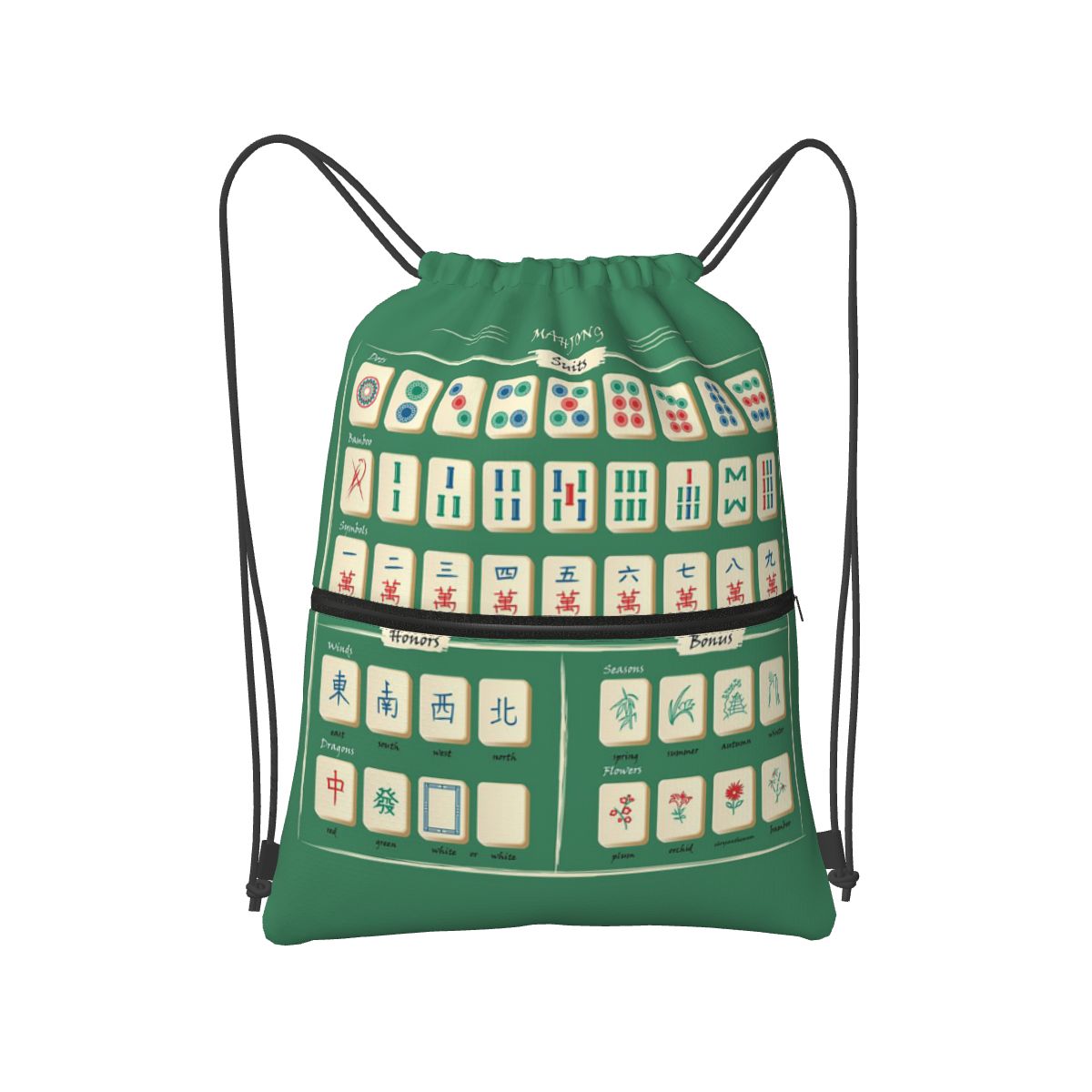 Tile Bag Drawstring - Zaini con motivo Mahjong, borse casual