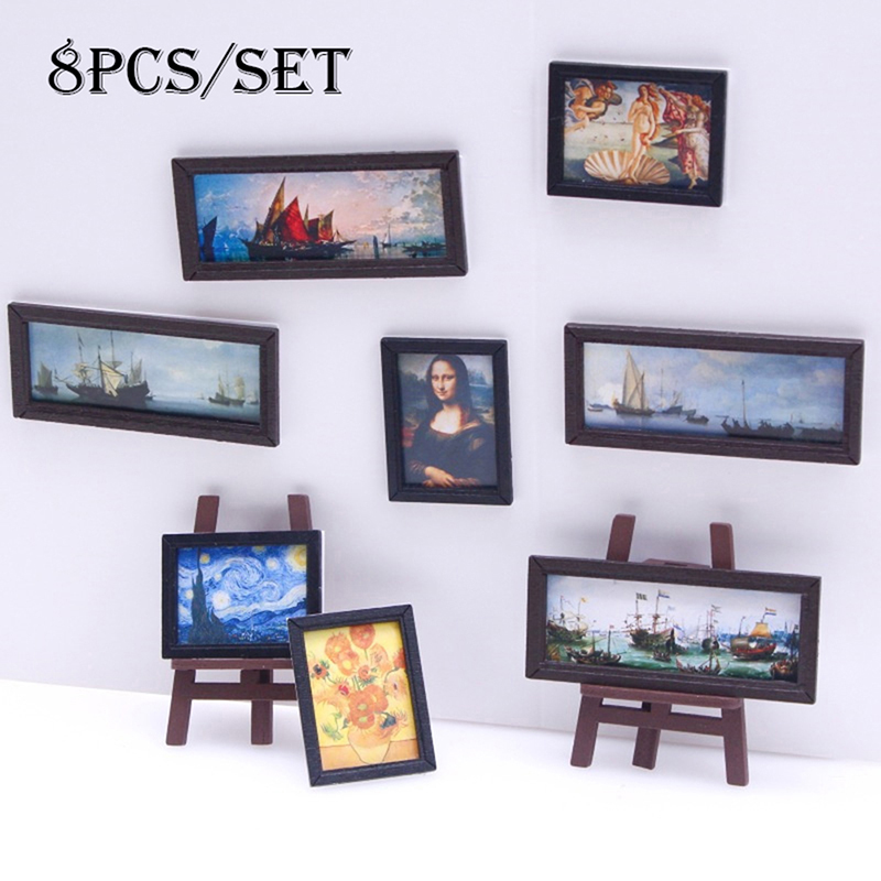 Miniature Painting Set - 8 pz/set 1:12 casa delle bambole