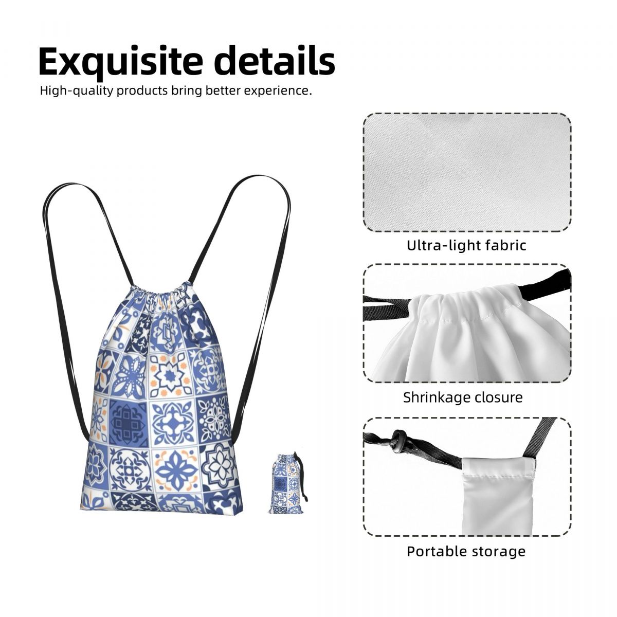Zaino con coulisse portatile d - Tile Bag Drawstring recensione e prezzo