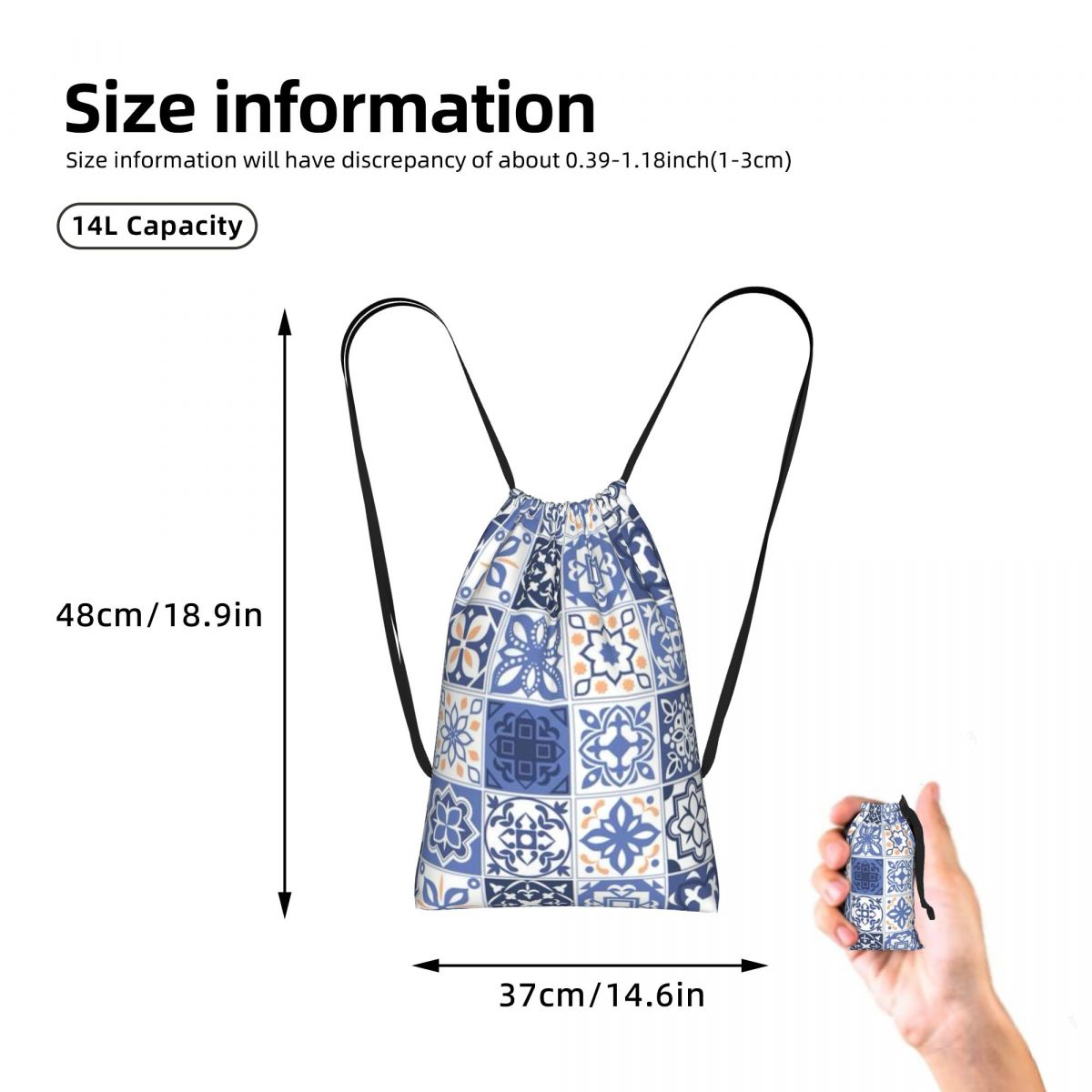 Zaino con coulisse portatile d - Tile Bag Drawstring recensione e prezzo
