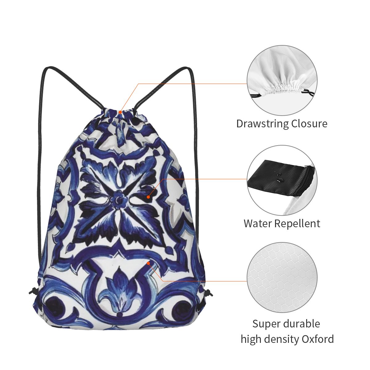Zaini con motivo floreale orna - Tile Bag Drawstring recensione e prezzo
