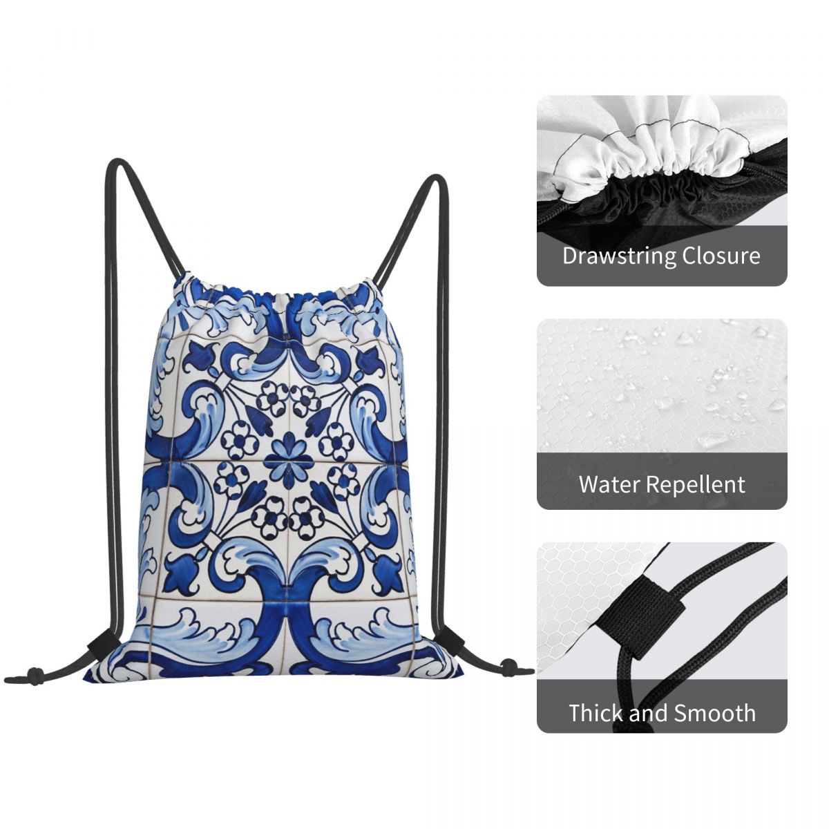 Zaini con motivo floreale in a - Tile Bag Drawstring recensione e prezzo