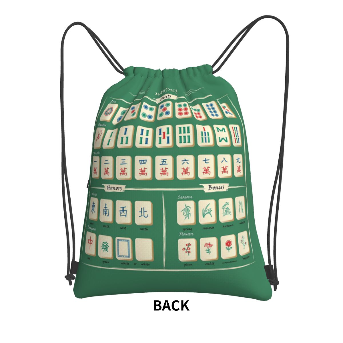 Zaini con motivo Mahjong, bors - Tile Bag Drawstring recensione e prezzo